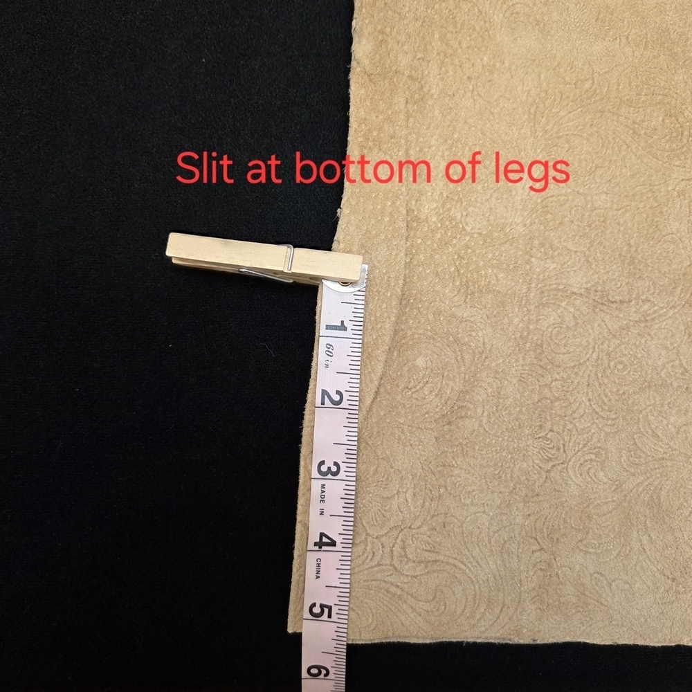 Suede Leather Pants Embossed Size 12 Bell Bottom Flare Leg Long - Picture 14 of 16